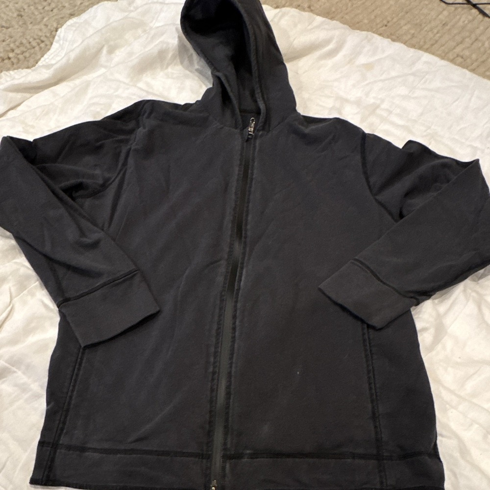 Lululemon Black Full Zip Hooded Hoodie Men's Regular Solid Long Sleeve Logo larg